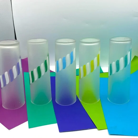 Vintage 1940’s Mid-Century Modern Libbey Candy Stripe Glasses - Picture 4 of 5